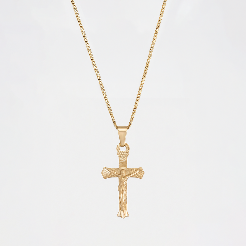 Collar Cruz Cristo Oro Sólido 10K