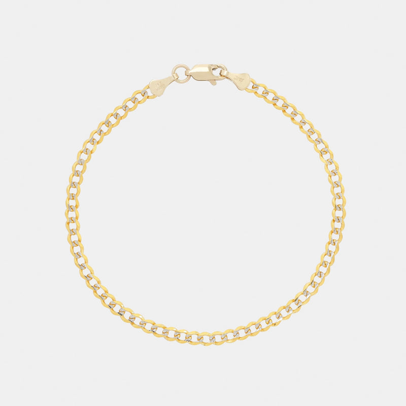 Pulsera Curb Pavé 3mm Oro Sólido