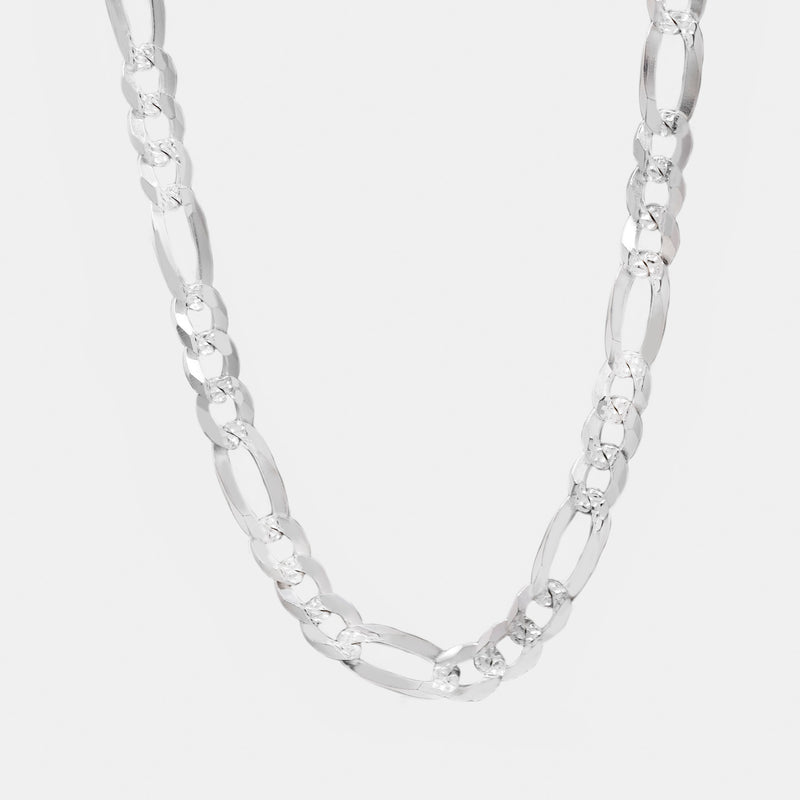 Cadena Figaro Cubana Zegrinada 5mm Plata