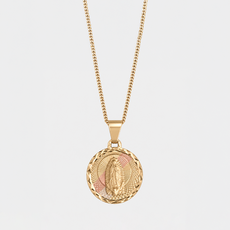 Collar Medalla Virgen de Guadalupe Oro Sólido 10K