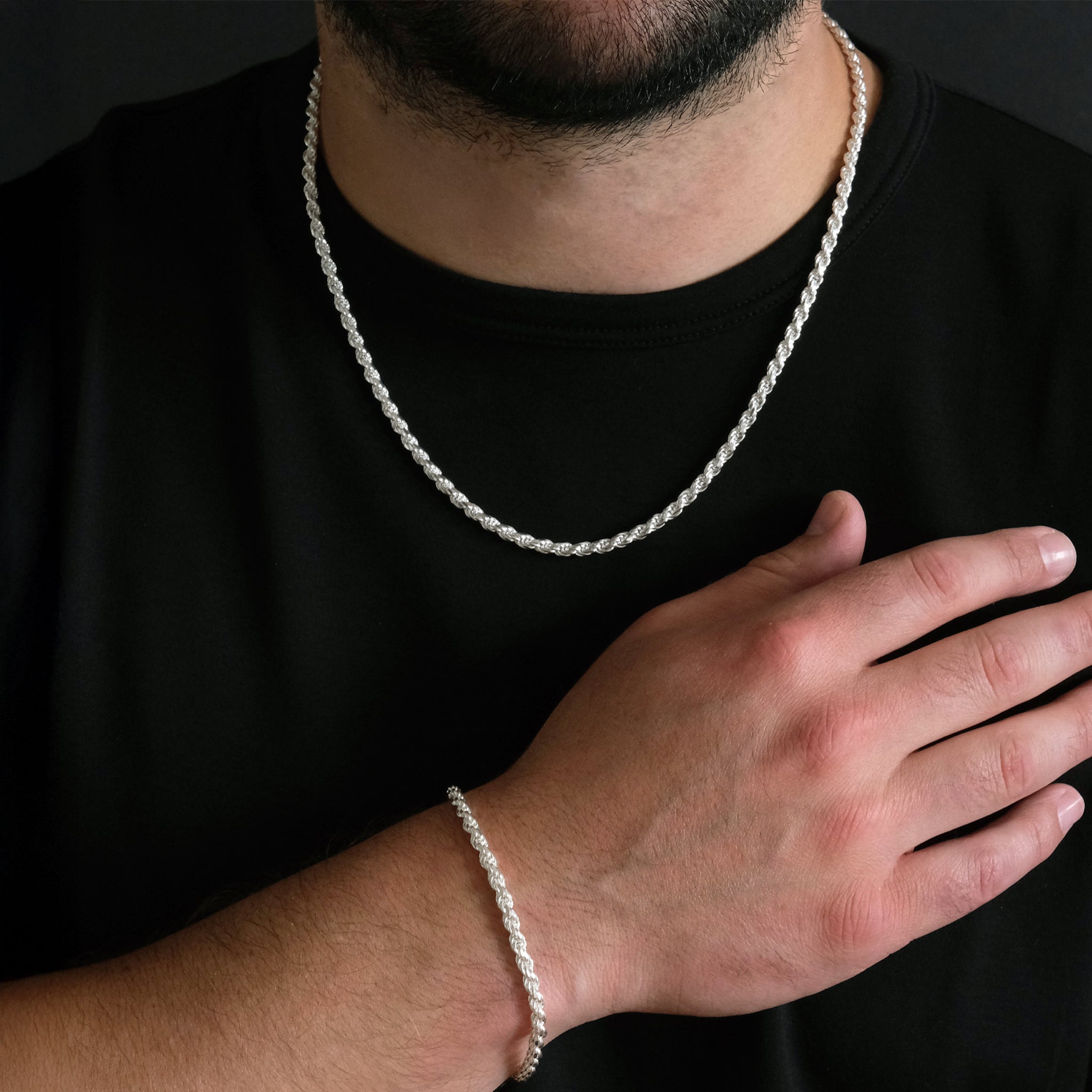 Set Rope 4mm (Plata) Cadena