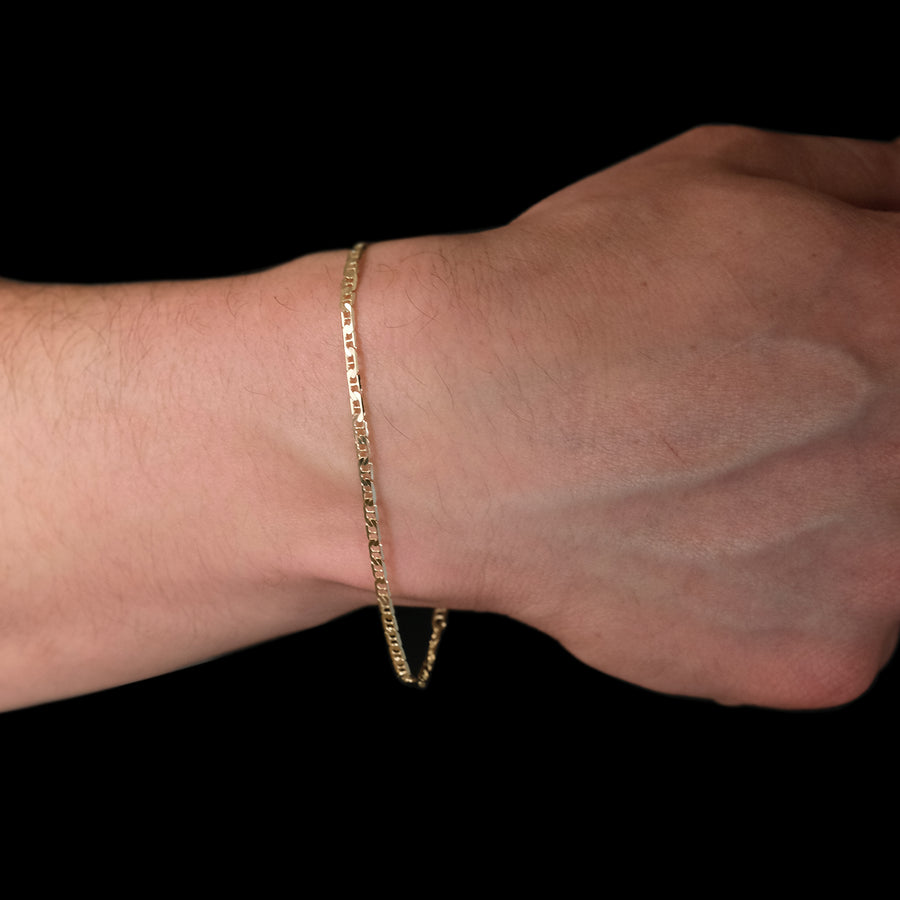 Ancla Martillada 3mm (Oro Sólido) Pulsera