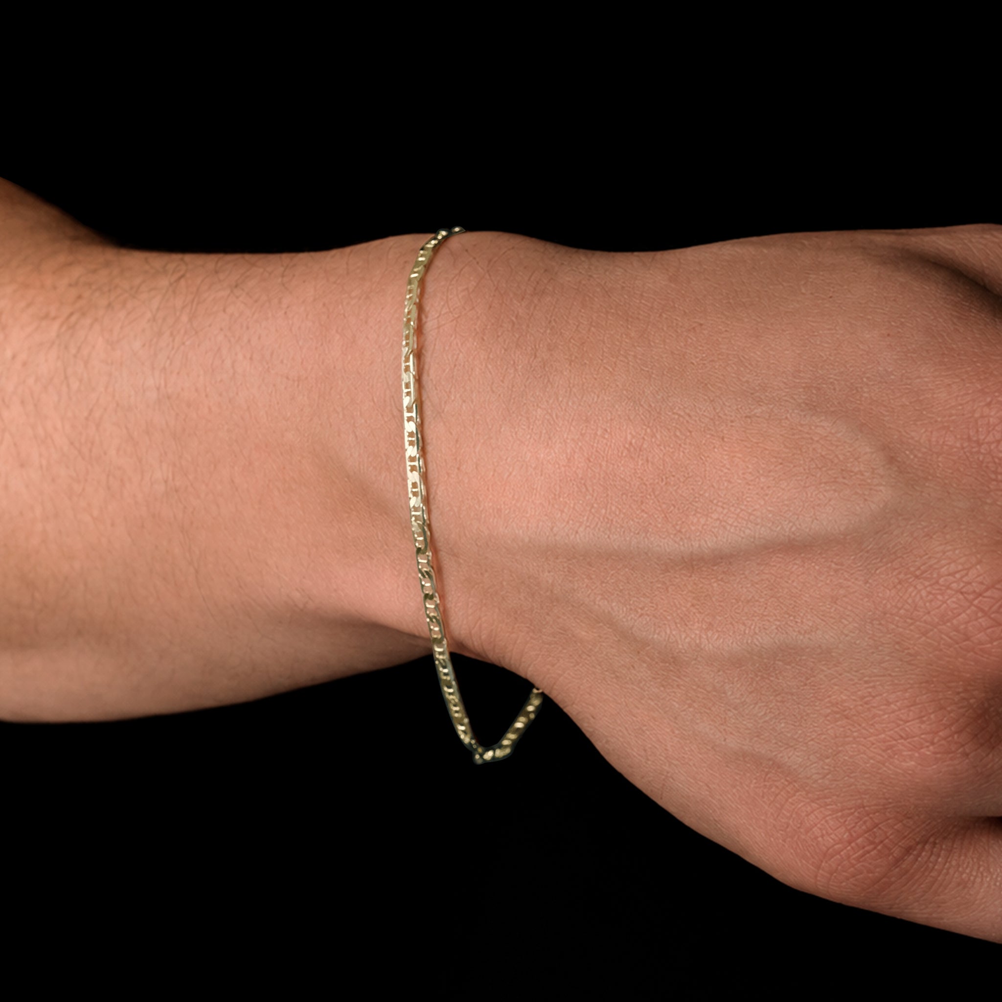Pulsera Ancla Martillada 3mm Oro Sólido