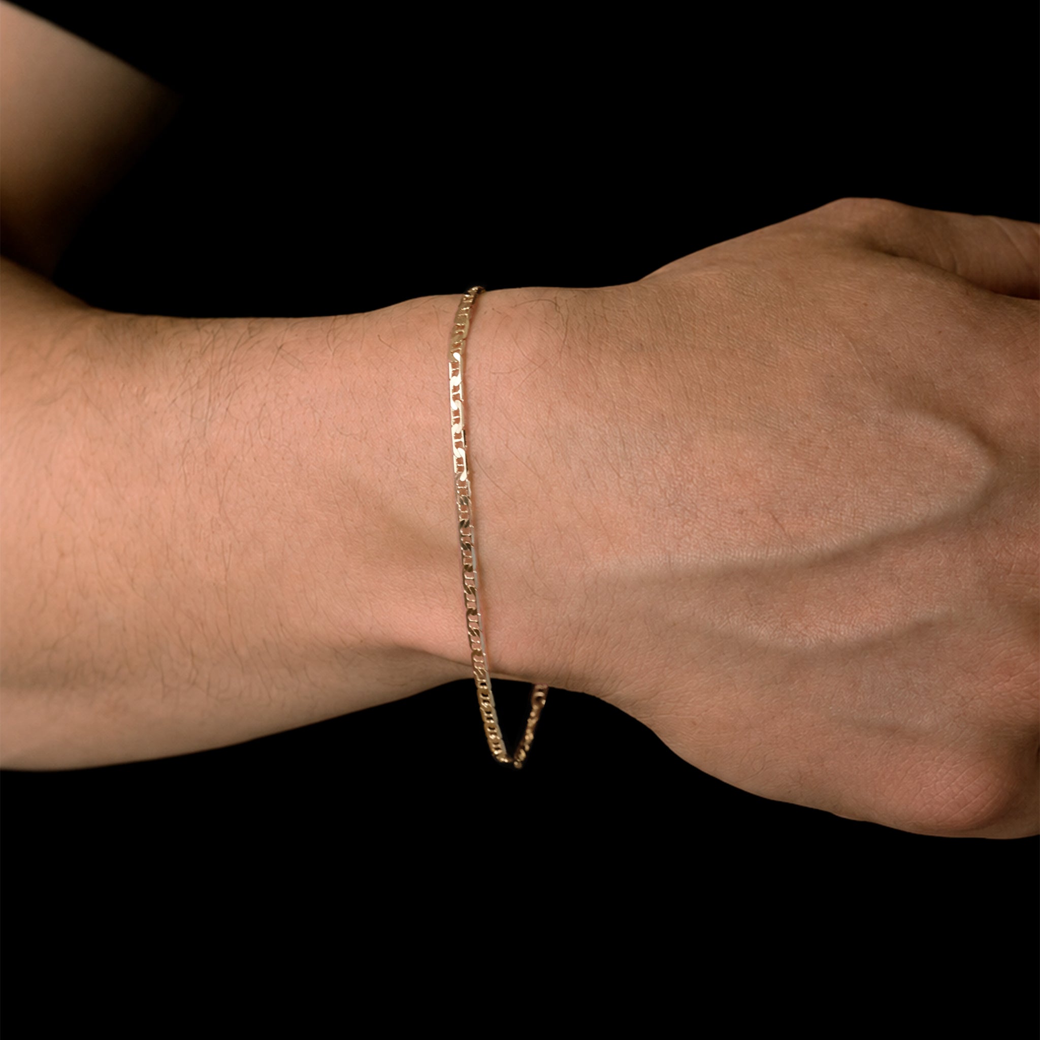 Pulsera Ancla Martillada 3mm Oro Sólido