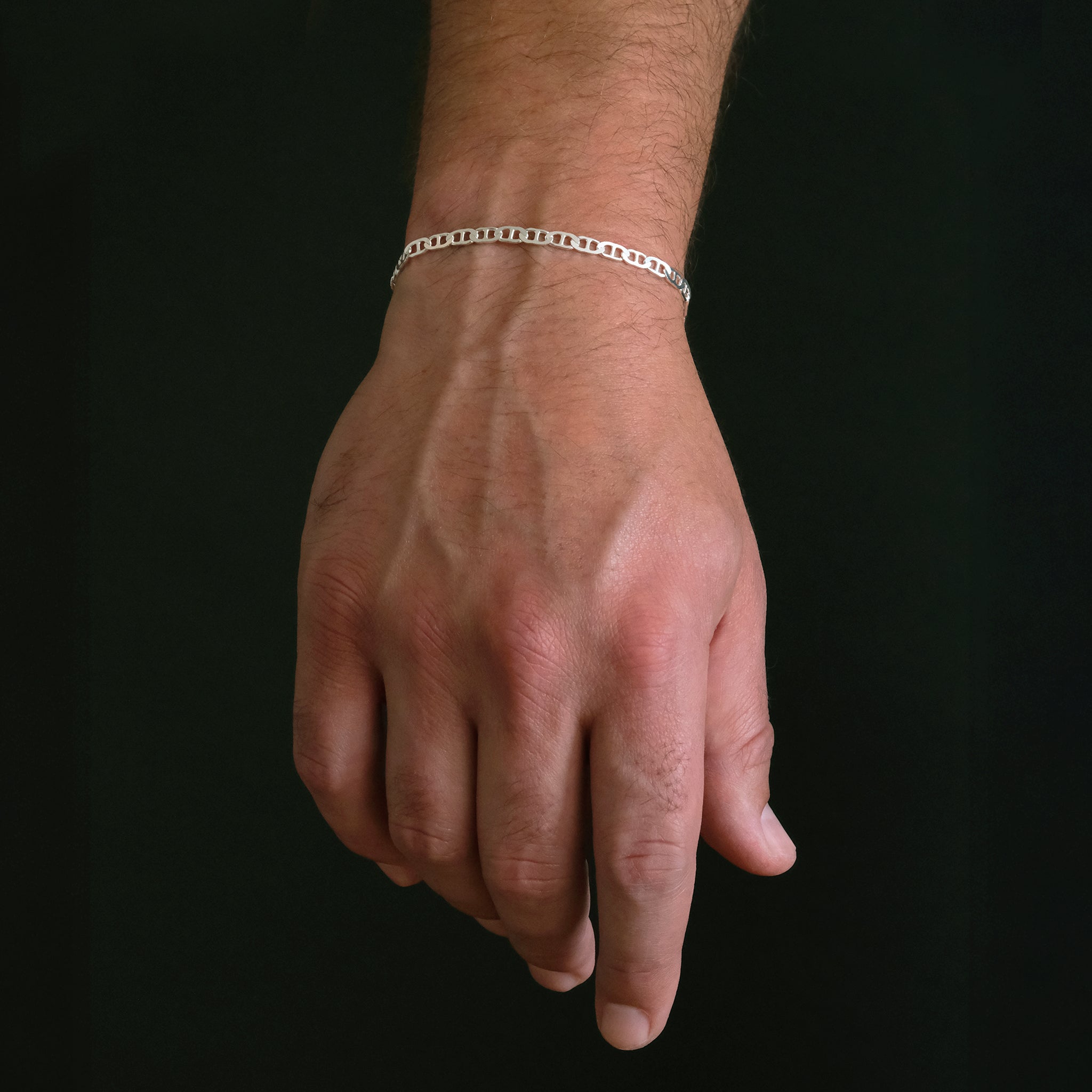 Ancla Martillada 4mm (Plata) Pulsera