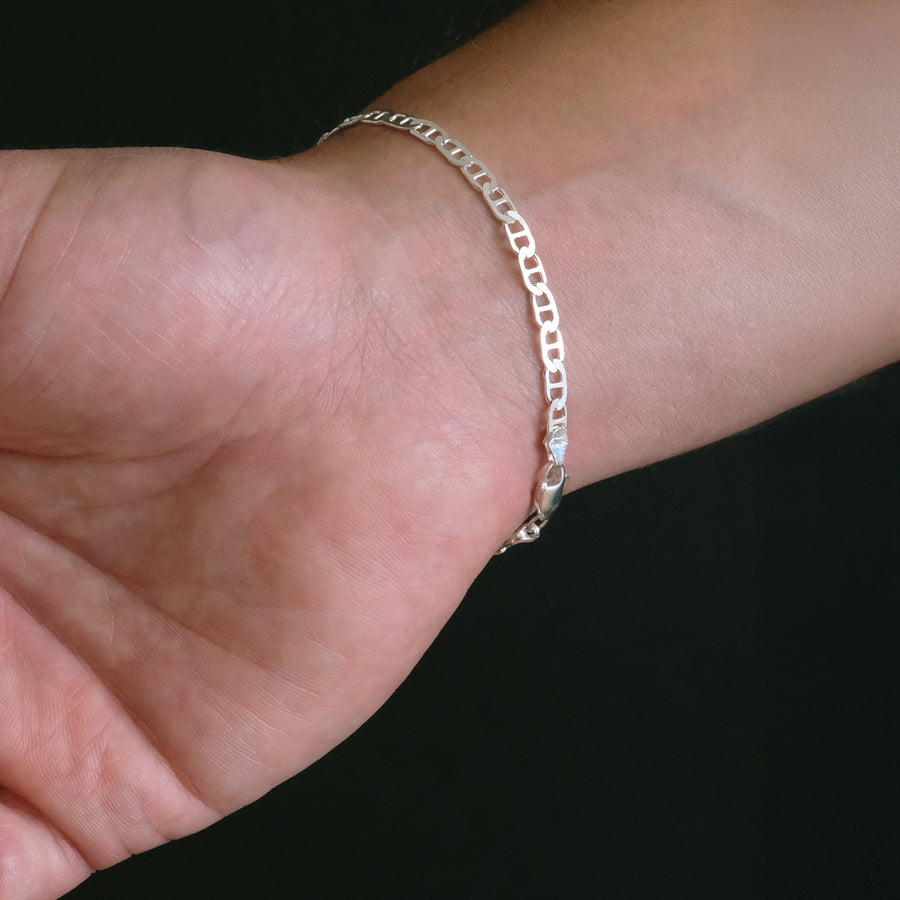 Ancla Martillada 4mm (Plata) Pulsera