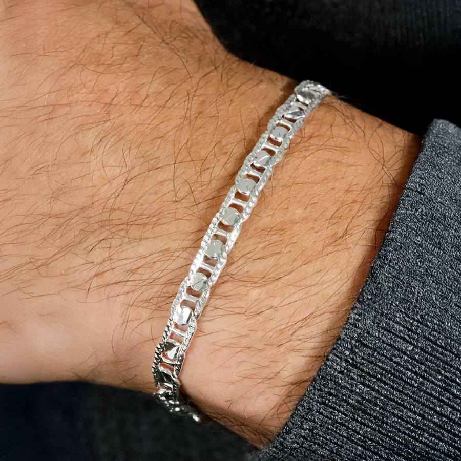 Ancla Martillada Zegrinada 5mm (Plata) Pulsera