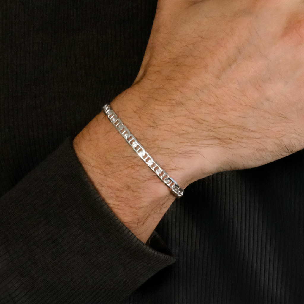 Ancla Martillada Zegrinada 5mm (Plata) Pulsera