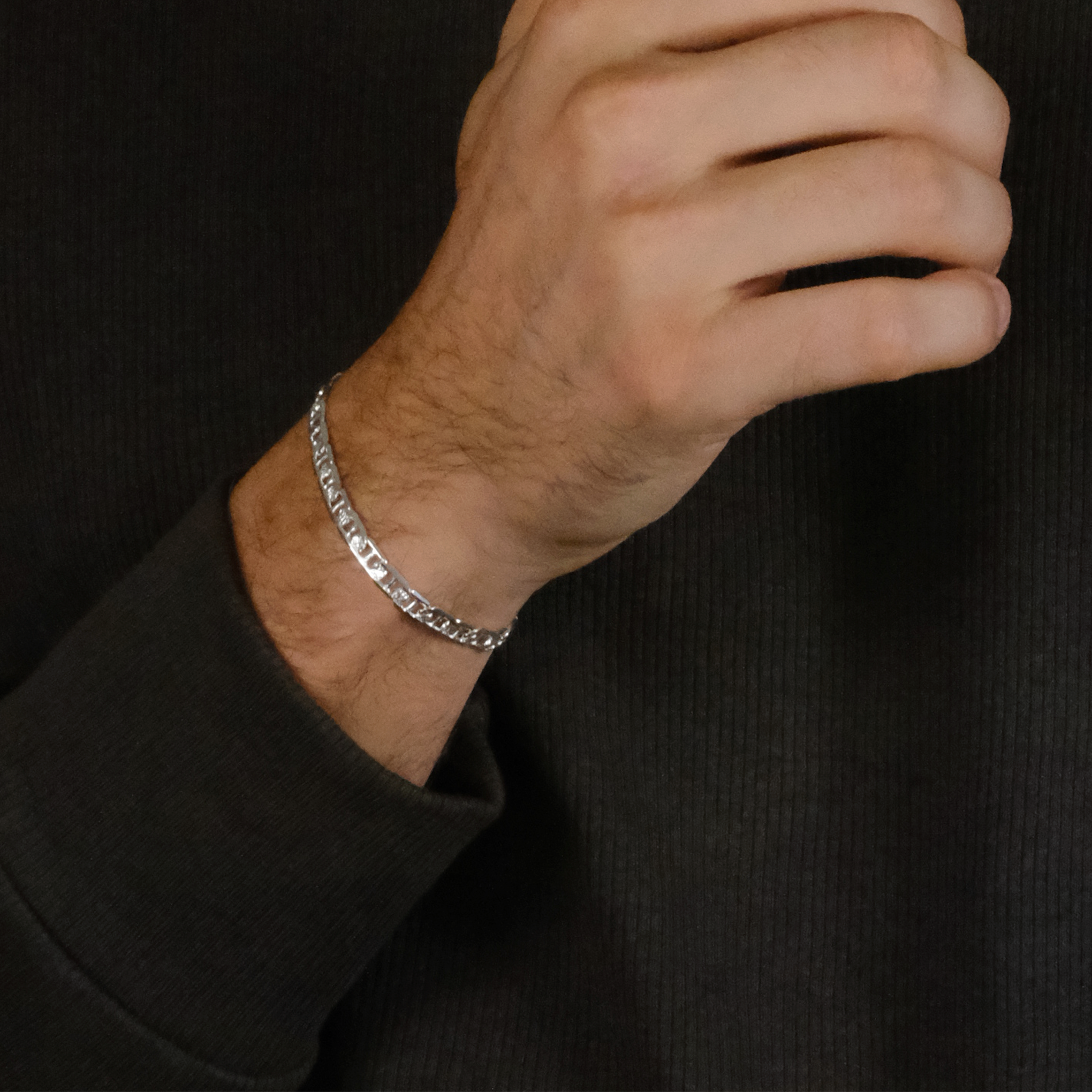 Ancla Martillada Zegrinada 5mm (Plata) Pulsera