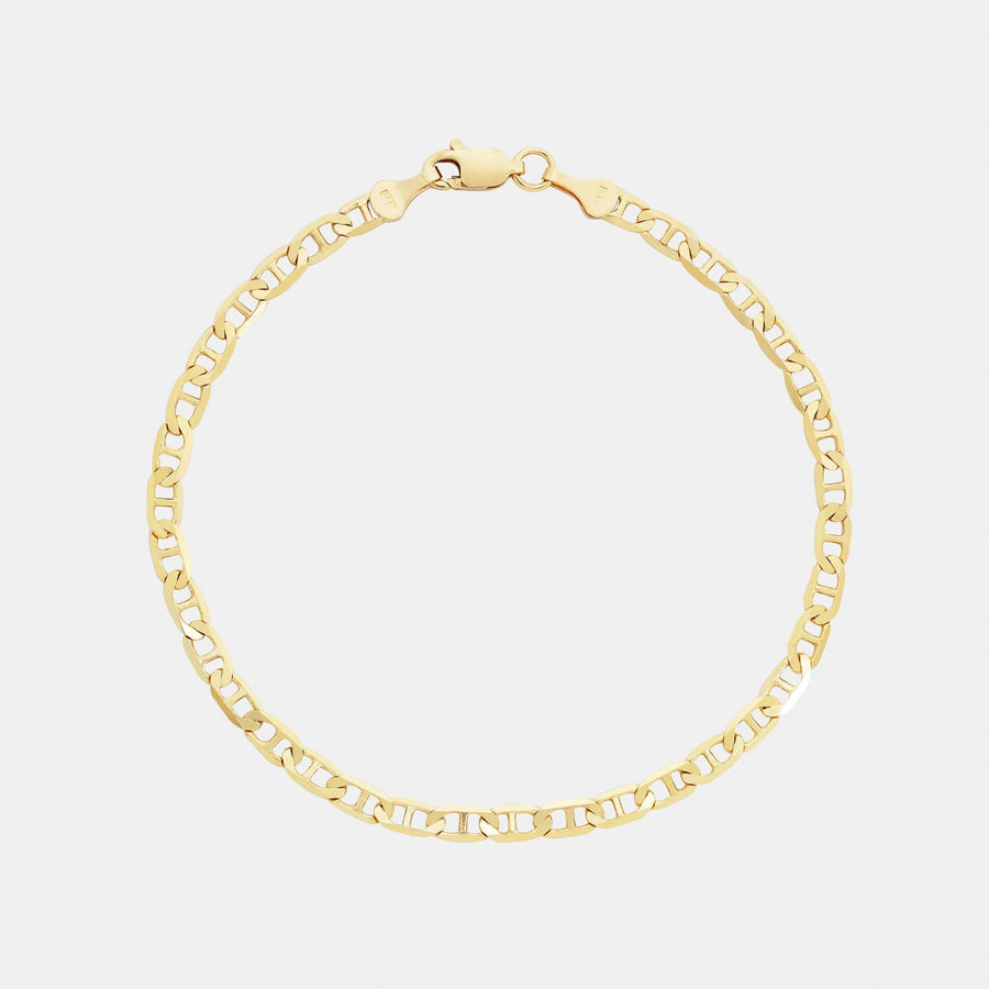 Pulsera Ancla Martillada 3mm Oro Sólido