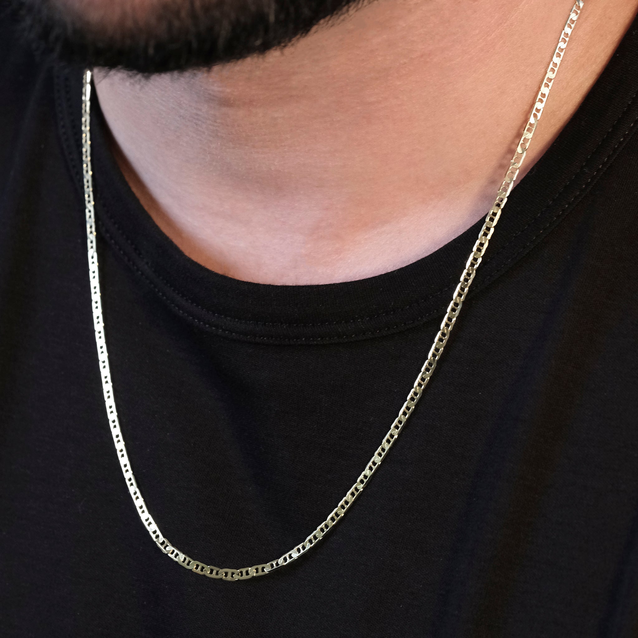 Ancla Martillada 3mm (Oro Sólido) Cadena