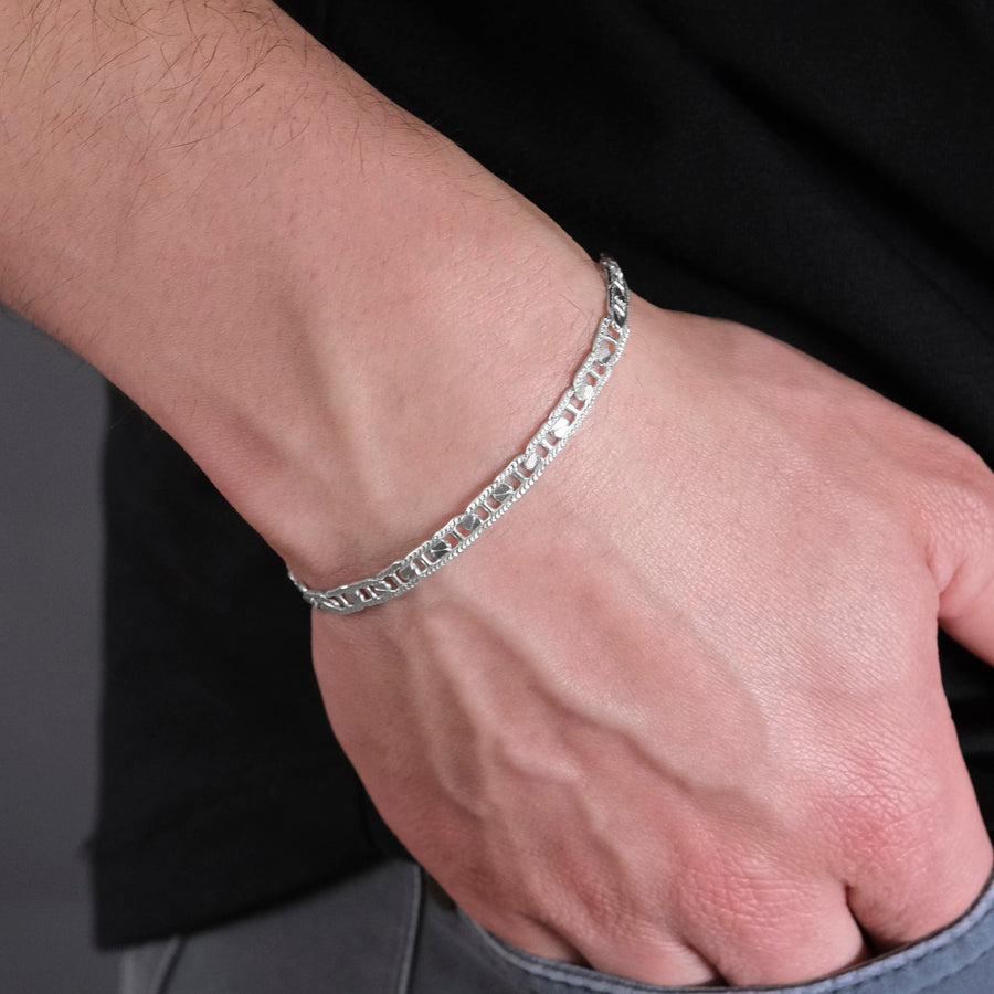 Ancla Martillada Zegrinada 5mm (Plata) Pulsera
