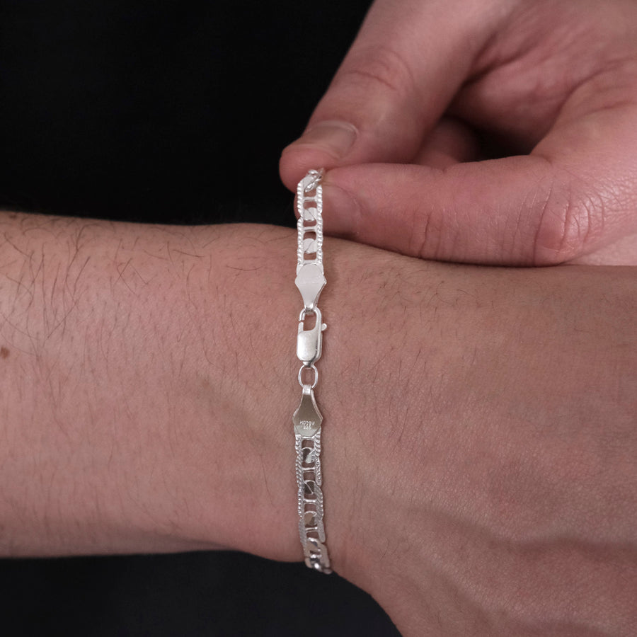 Ancla Martillada Zegrinada 5mm (Plata) Pulsera