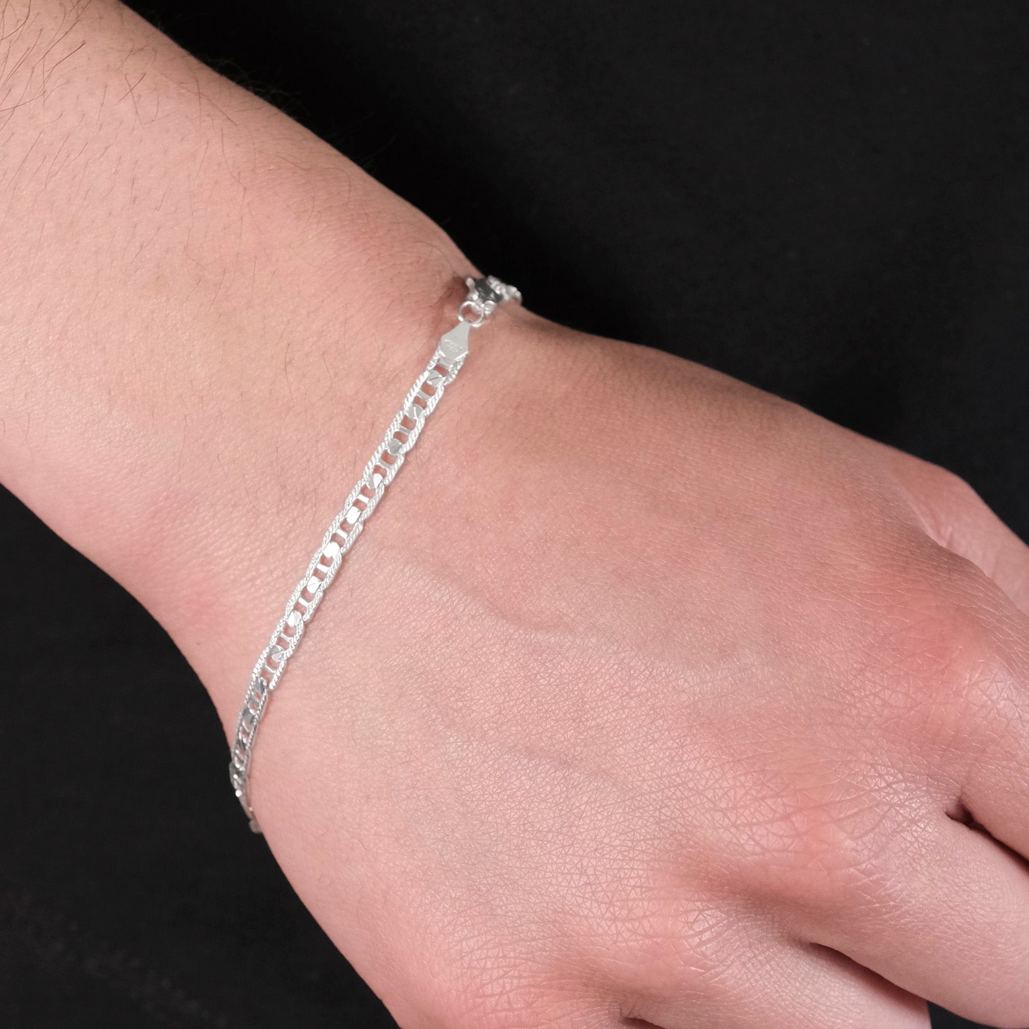 Ancla Martillada Danesa 4mm (Plata) Pulsera