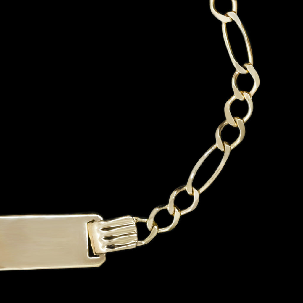 Esclava Figaro Baby 2.5mm Oro Sólido Placa 5mm