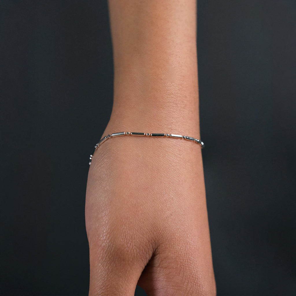 Bolitas 1x1 Corta Diamantada (Plata) Pulsera