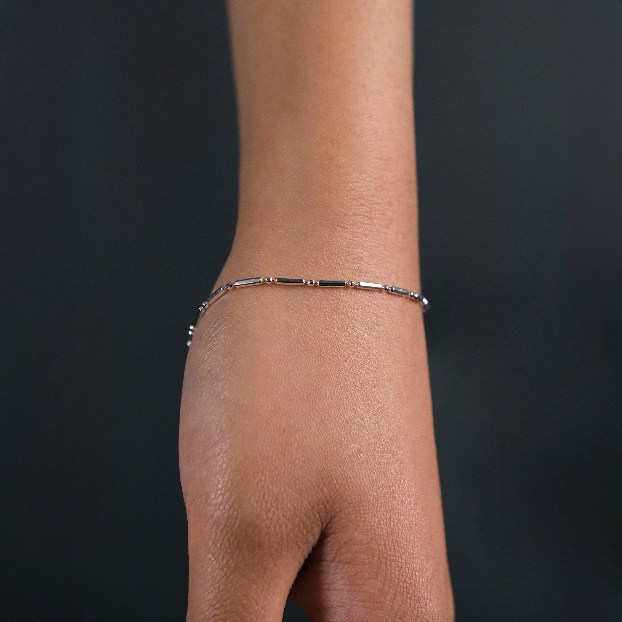 Bolitas 1x1 Corta Diamantada (Plata) Pulsera