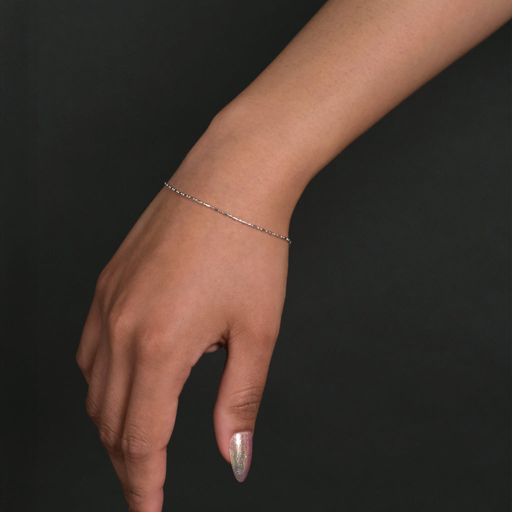 Bolitas 1x1 Diamantada  (Plata) Pulsera