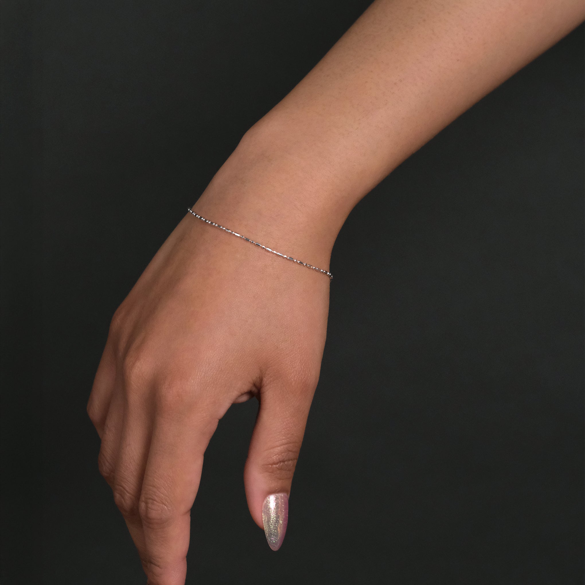 Bolitas 1x1 Diamantada  (Plata) Pulsera