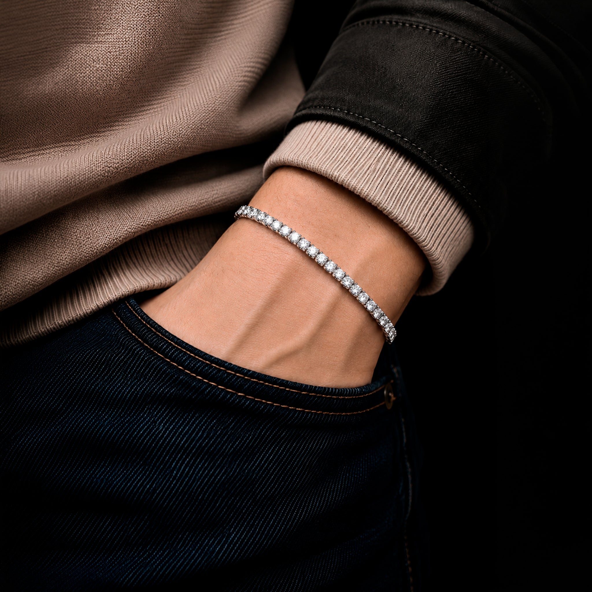 Brazalete Tenis Glacier Oro Sólido 14k