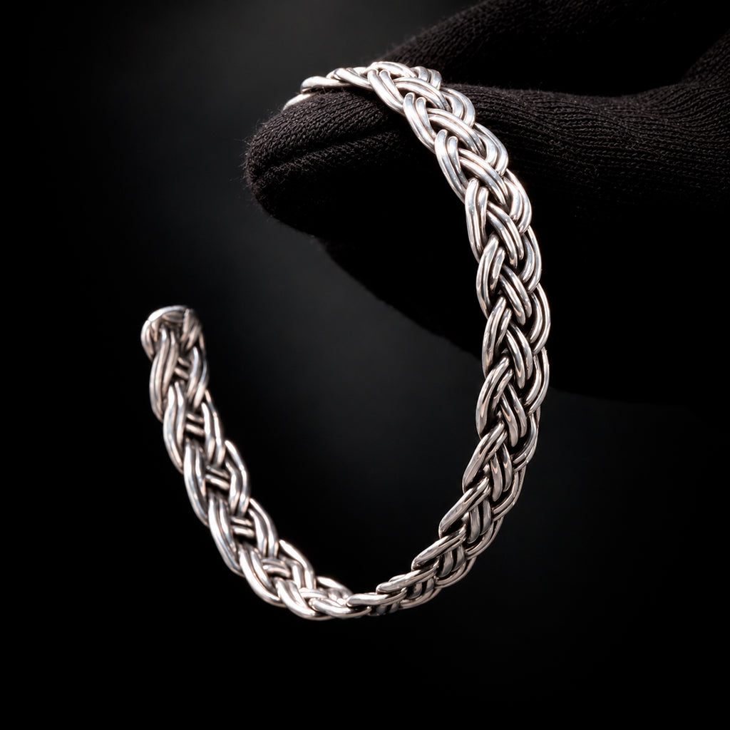 Brazalete Trenzado + Cadena Torzal Rodio