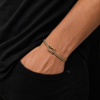 Brazalete Náutico ajustable en oro sólido 10k para hombre en muñeca