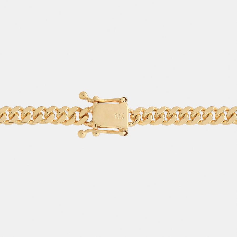 Cuban Link 4mm Broche de Caja (Oro Sólido) Cadena