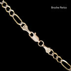 Pulsera Figaro 3X1 Abierta Pave 4mm Oro Sólido