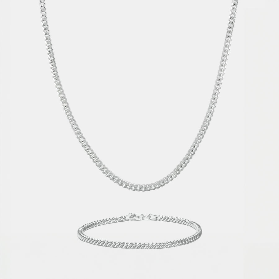 Set Cuban Link 3mm (Plata)
