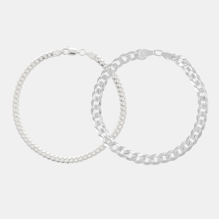 Stack Cuban Link 4 mm + Curb Zegrinada 6 mm (Plata) Pulsera