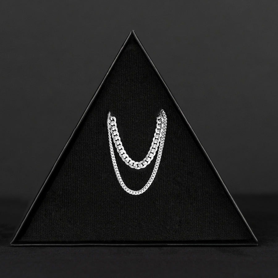 Stack Cuban Link 4mm y 2mm (Plata) Cadena