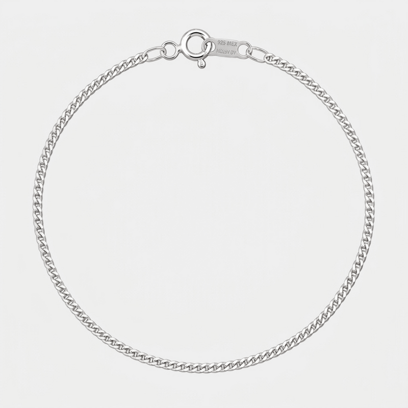 Pulsera Cuban Link 1mm Plata