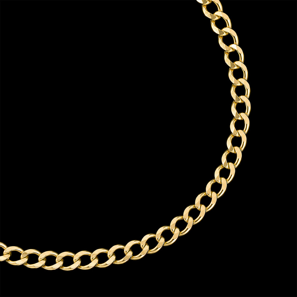 Cadena Curb 3mm Oro Sólido