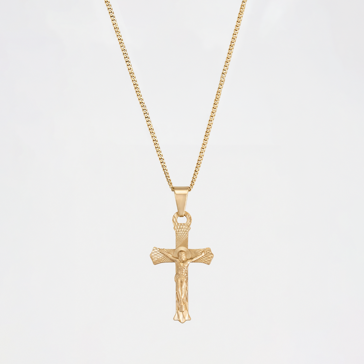 Collar Cruz Cristo Oro Sólido 10K
