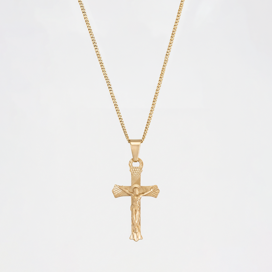 Collar Cruz Cristo Oro Sólido 10K