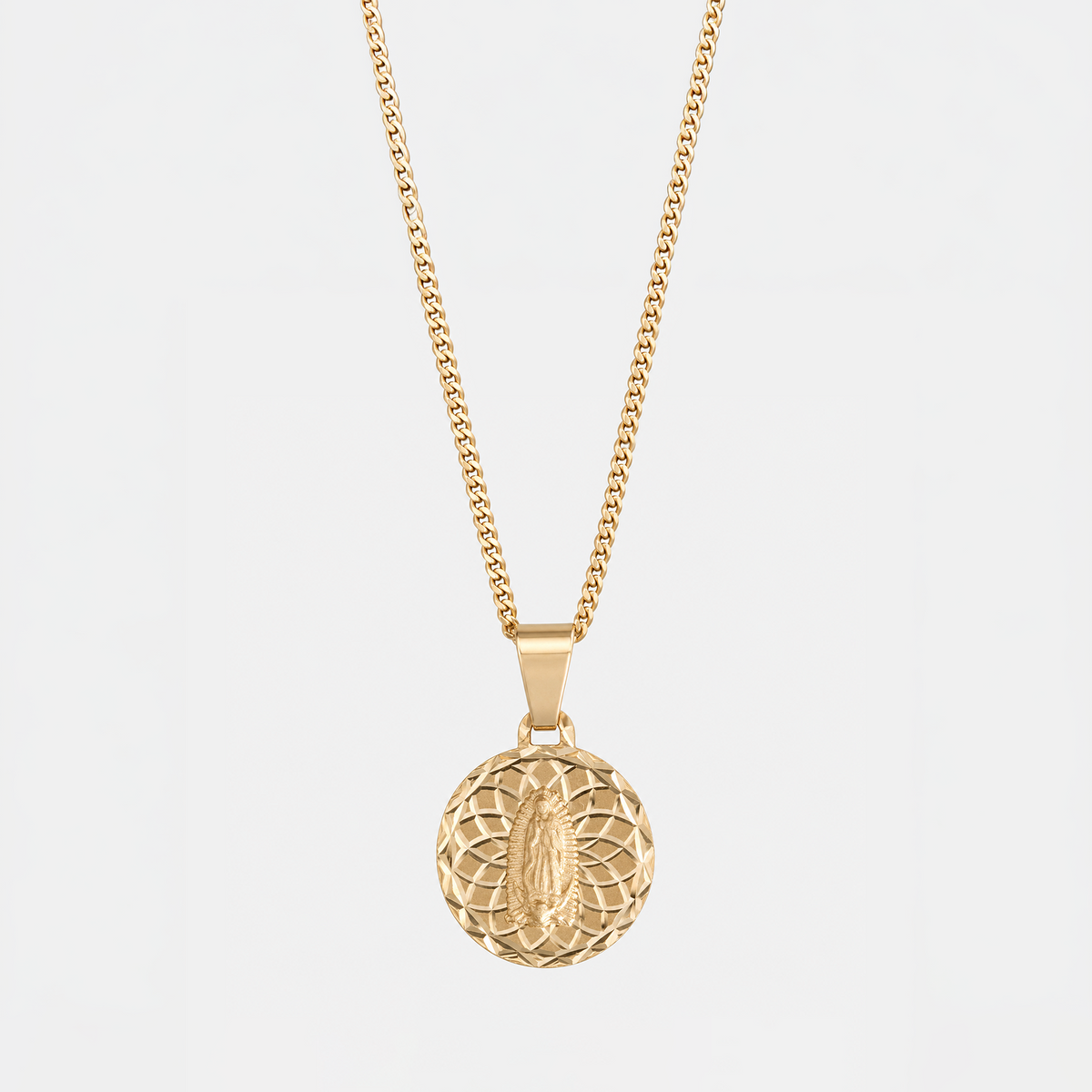 Collar Medalla Virgen María Oro Sólido 10K