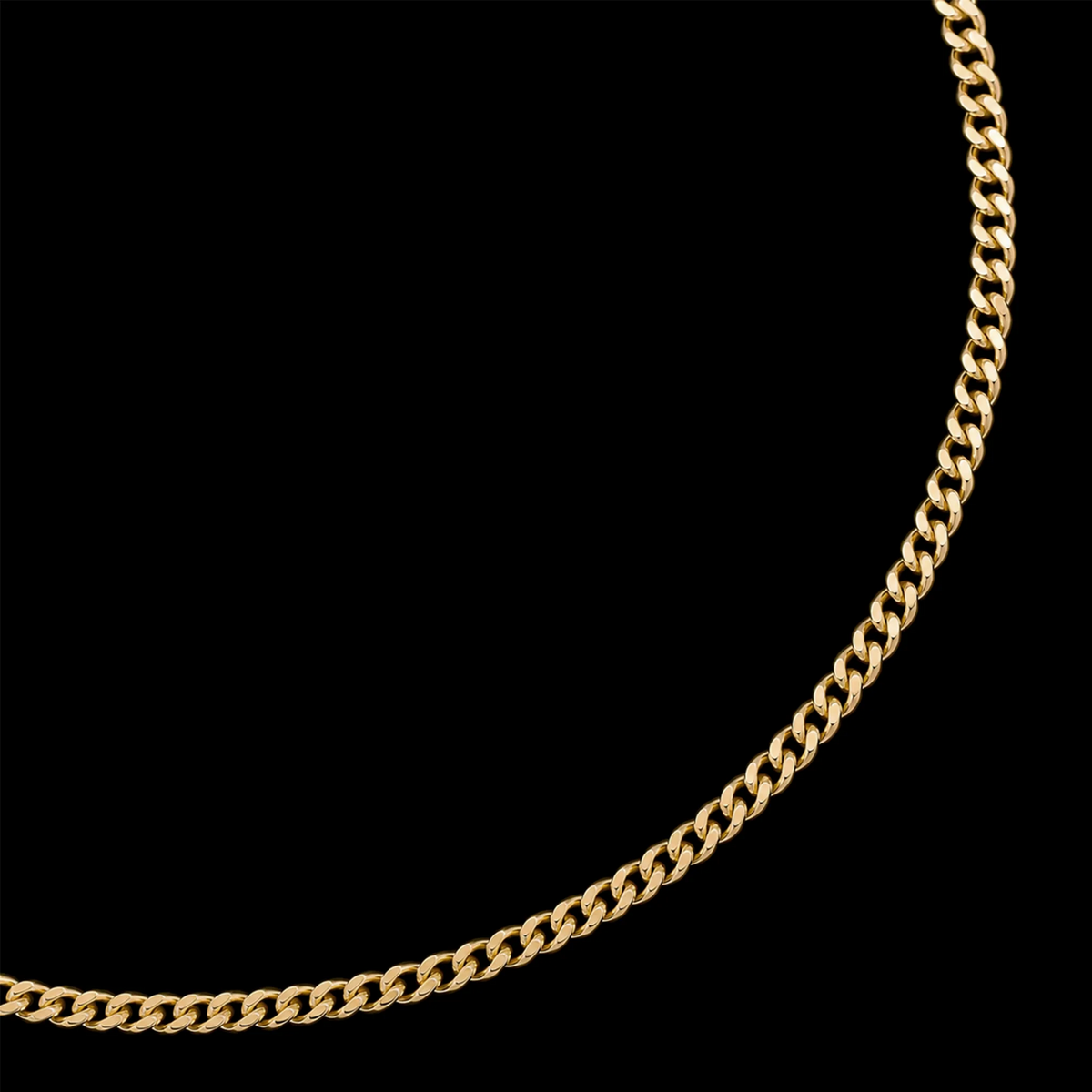 Detalle de Cadena Cuban Link de 1 mm en oro sólido 10K incluida con el collar.