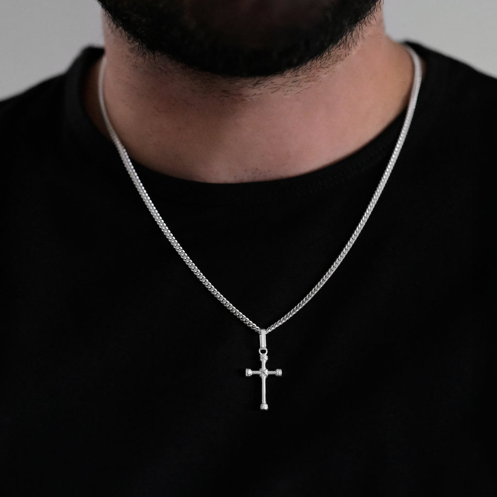 Cruz Cuerda (Plata) Collar
