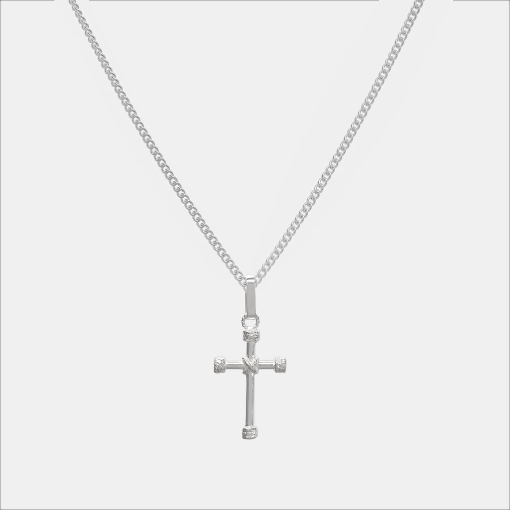 Cruz Cuerda (Plata) Collar