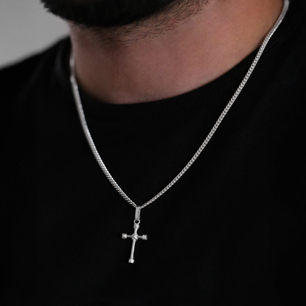 Cruz Cuerda (Plata) Collar