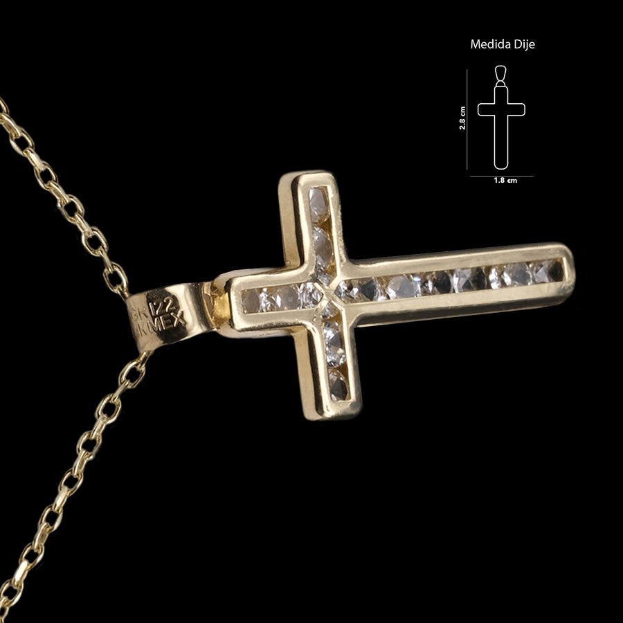 Cruz Cristalina (Oro Solido) Collar
