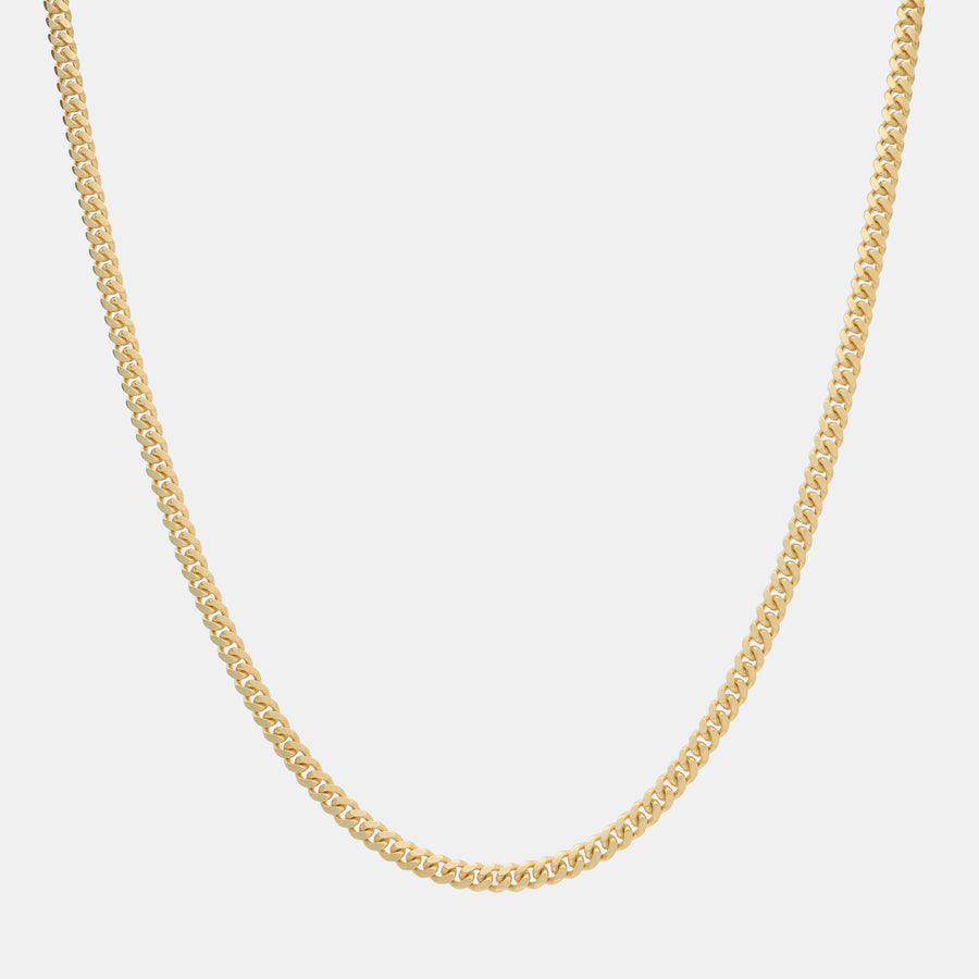 Cuban Link 4mm Broche de Caja (Oro Sólido) Cadena