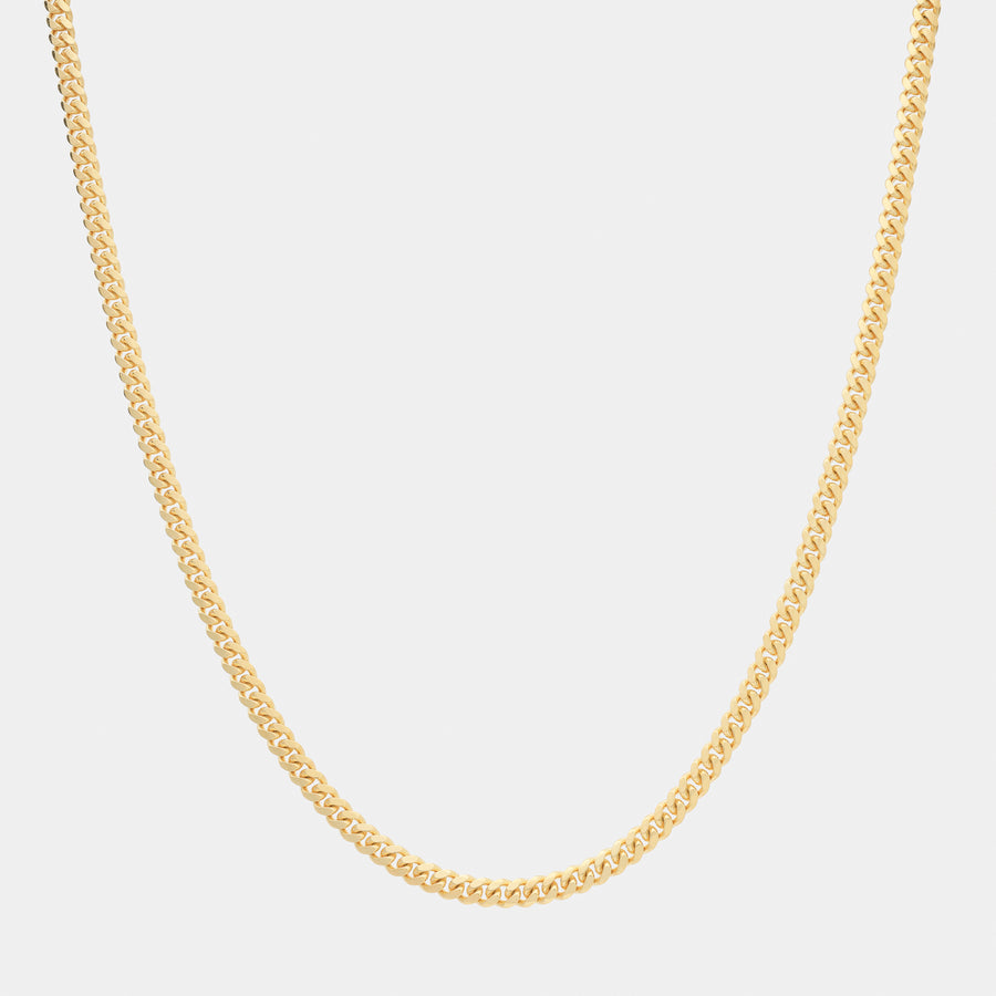 Cuban Link 4mm Broche de Caja (Oro Sólido) Cadena