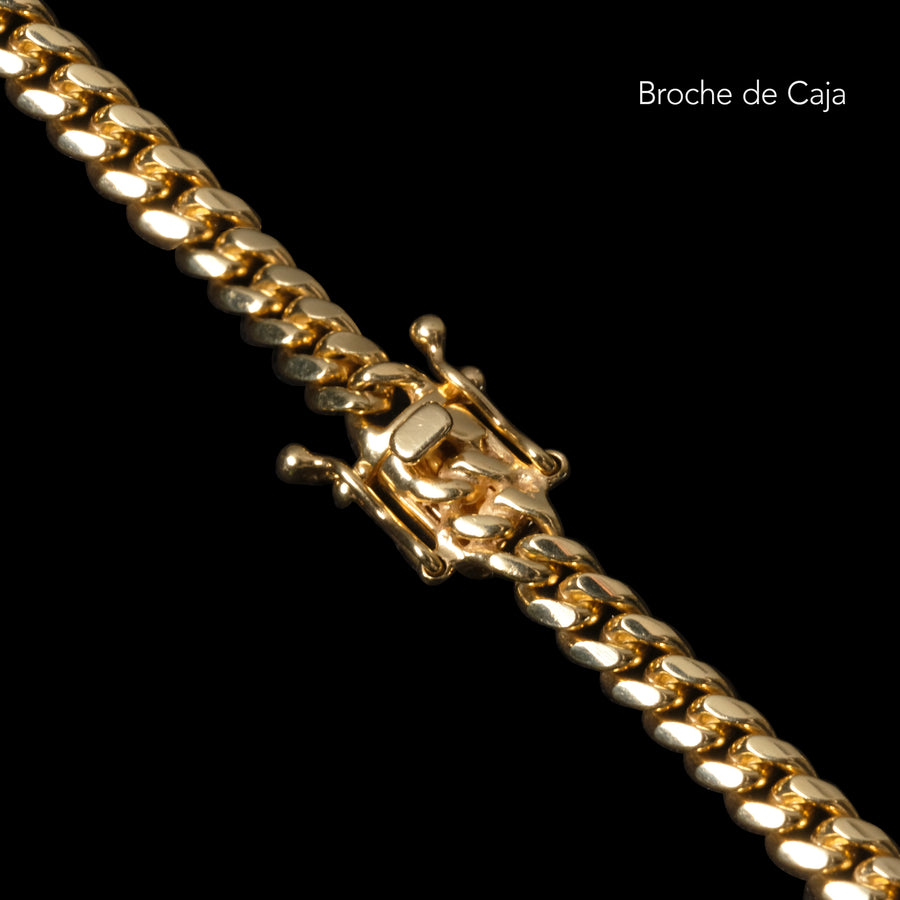 Cuban Link 4mm Broche de Caja (Oro Sólido) Cadena