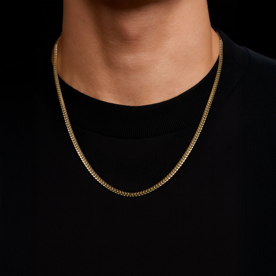 Cuban Link 4mm Broche de Caja (Oro Sólido) Cadena