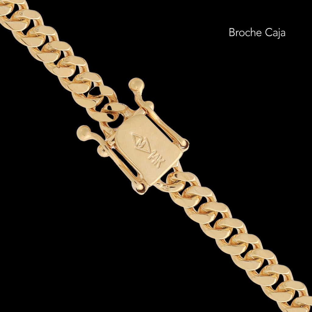 Cuban Link 4mm Broche de Caja (Oro Sólido) Cadena