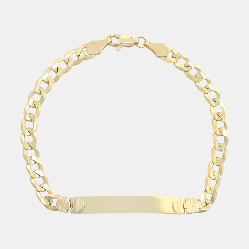Esclava Curb 6mm Oro Sólido Placa 5mm