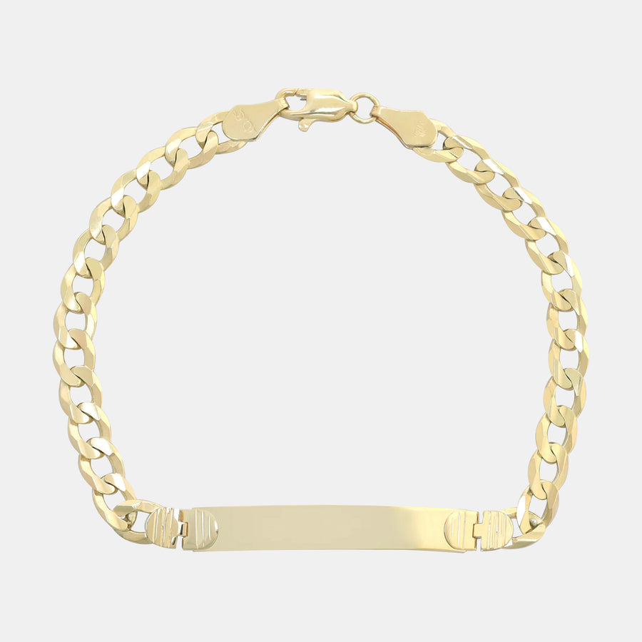 Esclava Curb 6mm Oro Sólido Placa 5mm