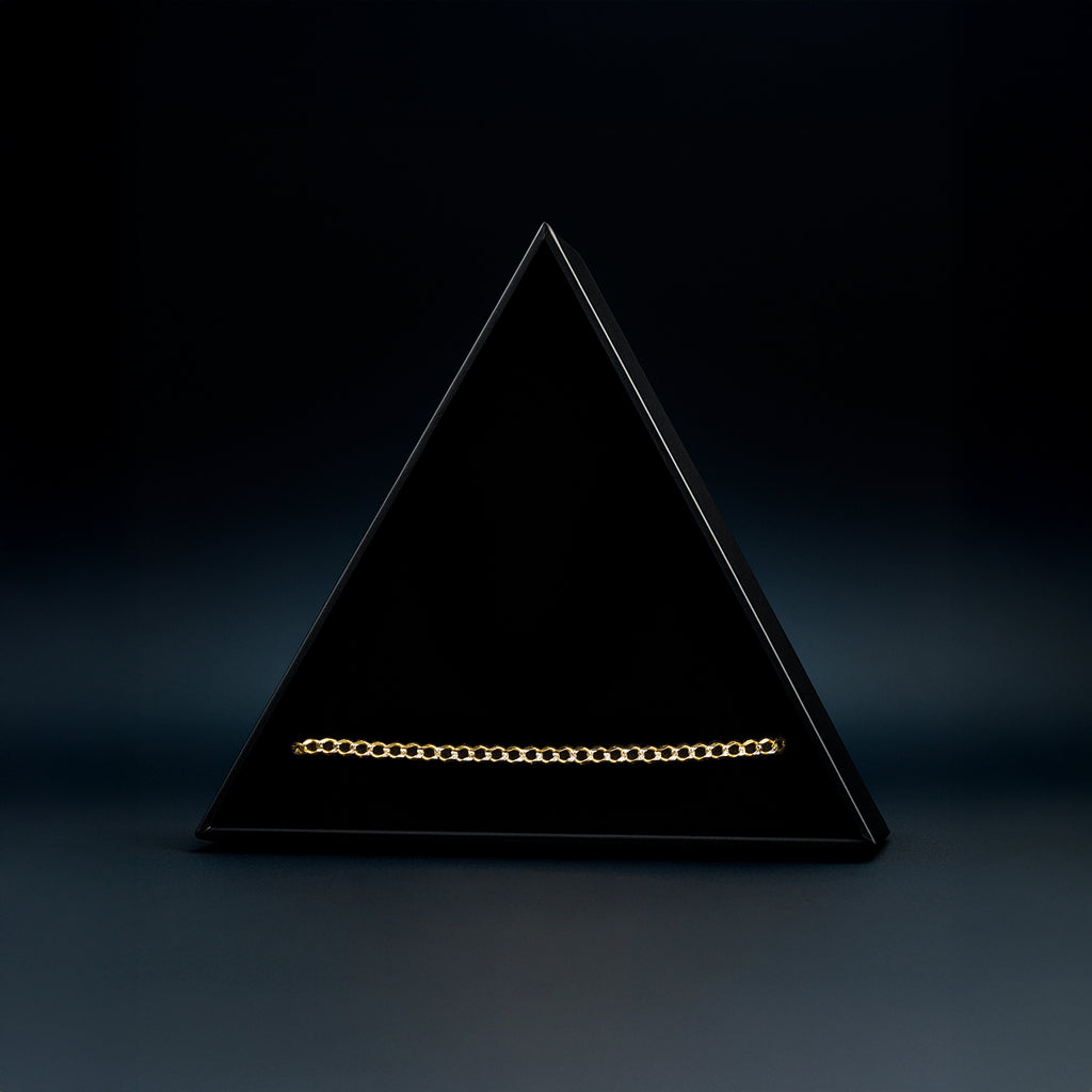 Curb Pavé 3mm (Oro Sólido) Pulsera