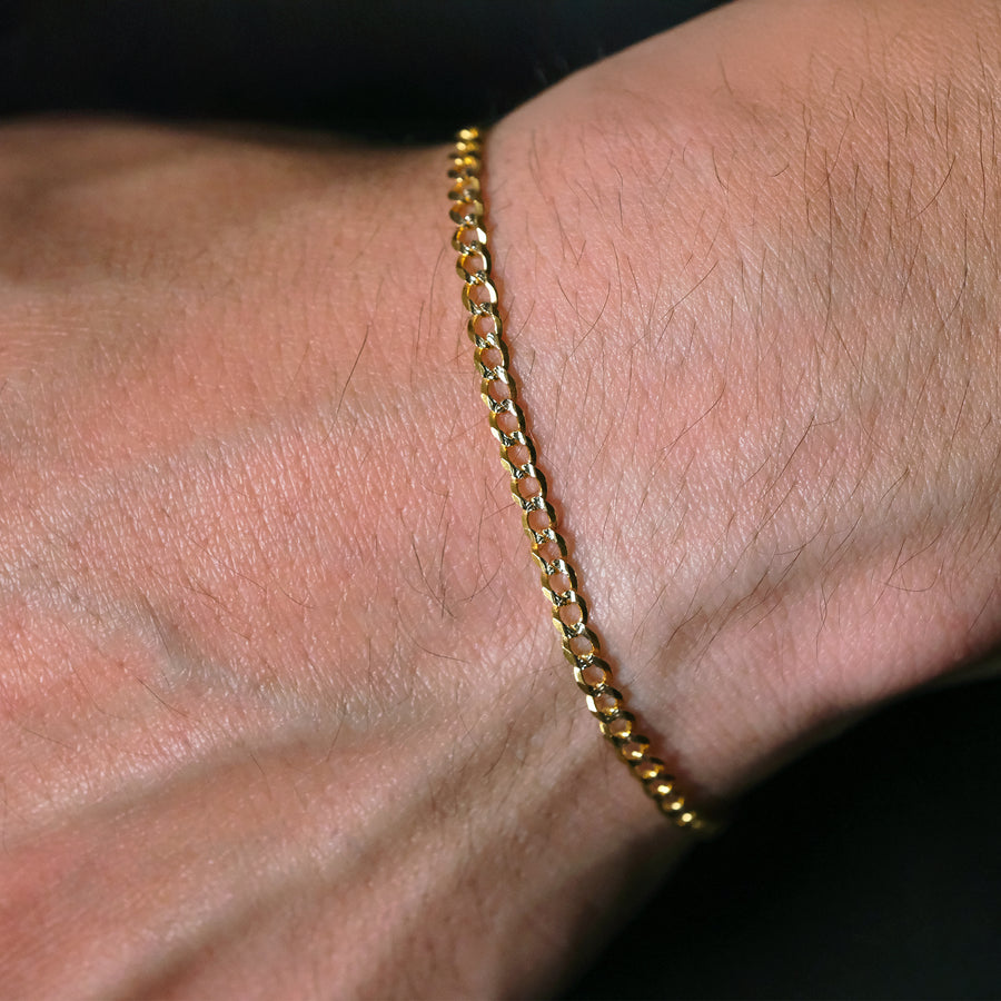 Curb Pavé 3mm (Oro Sólido) Pulsera